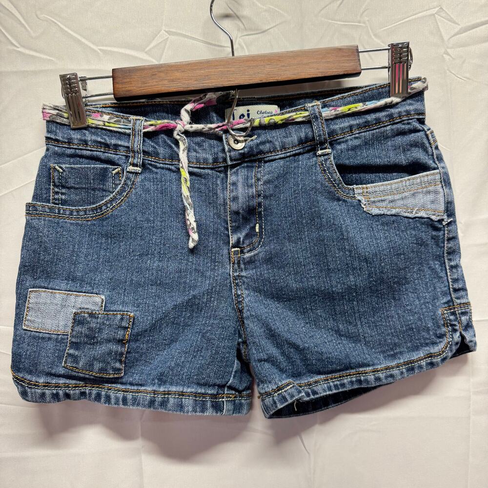 Vintage Y2K l.e.i. Patchwork Denim Shorts Girls Size 14 Womens Size XS Low Rise
